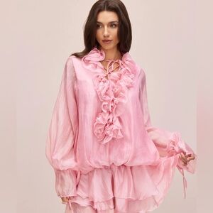 Elegant Pink Ruffle Mini Dress